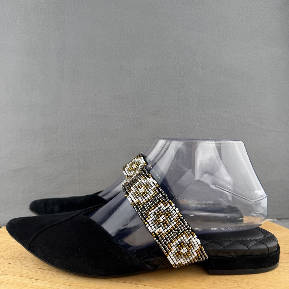 Birdies The Swan Beaded Mule Suede Jet Cuff Color Slip-On Women’s Size 7 US